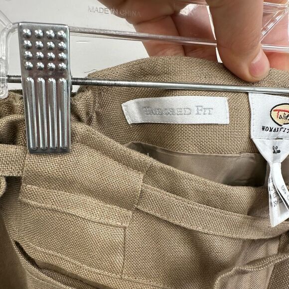 Vintage Talbots Beige Irish Linen Cropped Straight Leg Pants Size L Petite - Picture 6 of 9